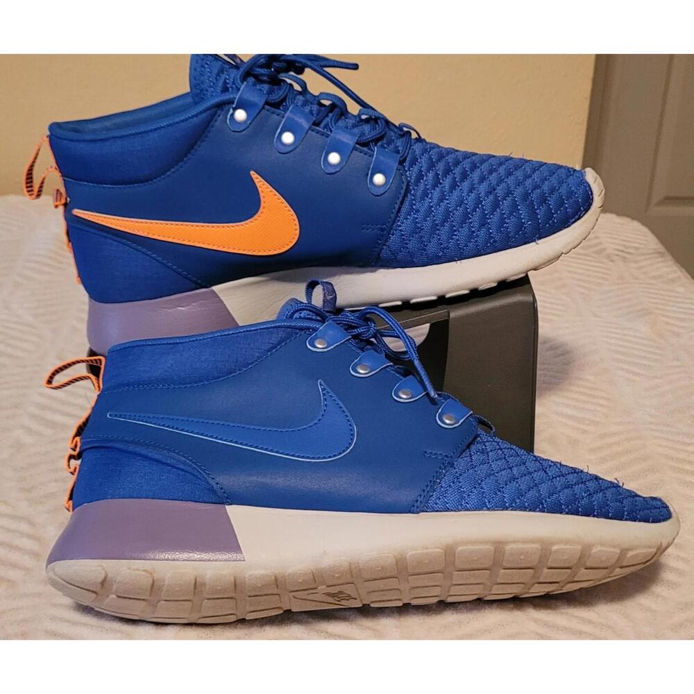 Nike Roshe Run Sneakerboot  Men's Sz 9.5 Game Royal & Atomic Orange  615601-480